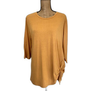 NWT Lucky & Blessed Mustard Yellow Twist Hem Tunic Tee Basic Size Medium